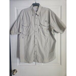 Columbia PFG Men's Button Down Fishing Shirt Vented Short Sleeve Khaki Size XL